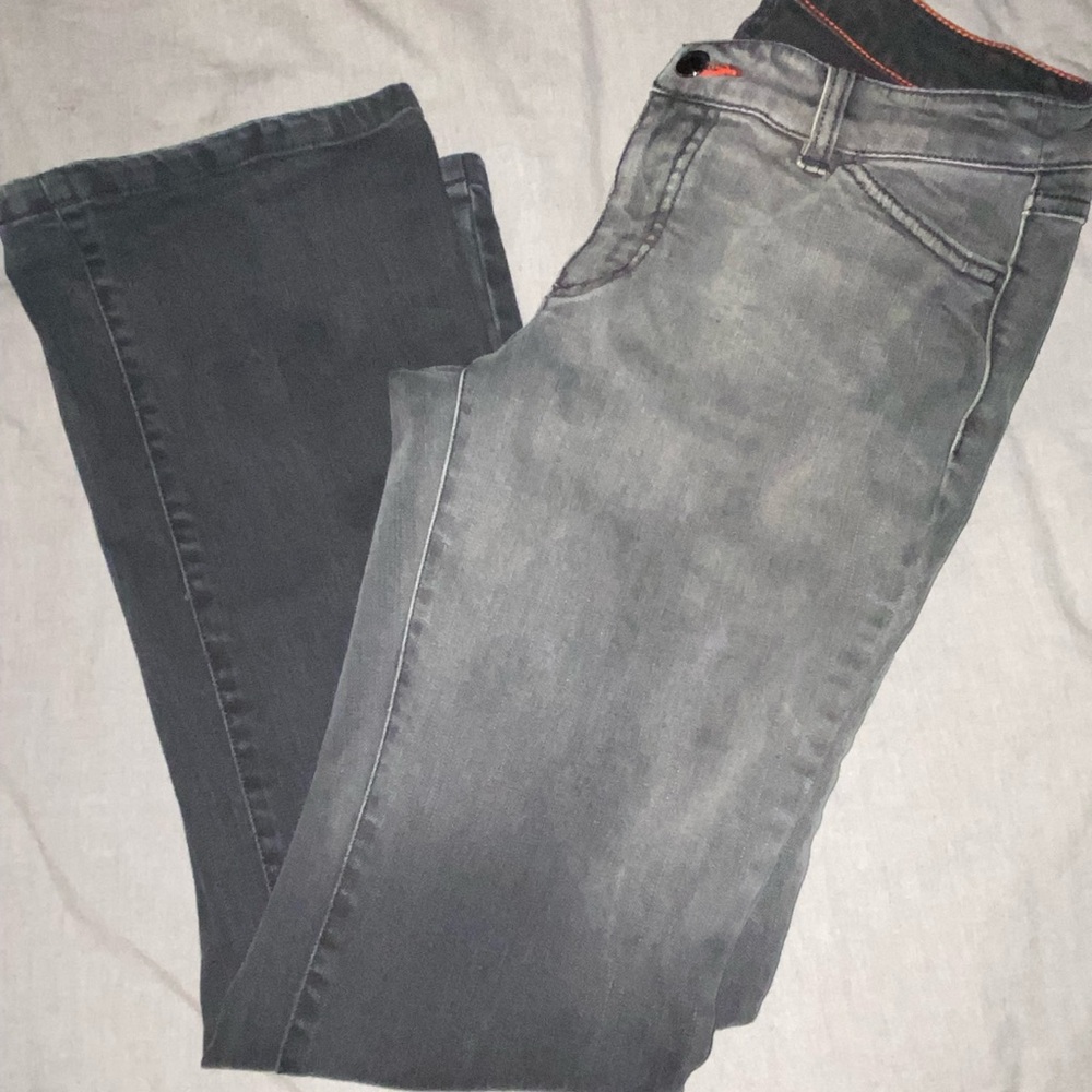 Peace Love World Women's Boot Cut Jeans - Black with Orange Stitching